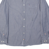 TOMMY HILFIGER Custom Fit Mens Plain Shirt Blue Long Sleeve S