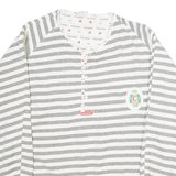 CHEWAN Striped Womens Sweatshirt Grey Button Neck XL