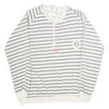 CHEWAN Striped Womens Sweatshirt Grey Button Neck XL