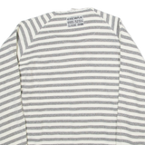 CHEWAN Striped Womens Sweatshirt Grey Button Neck XL