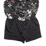 ETAM Womens Playsuit Black Floral Wide-Leg L