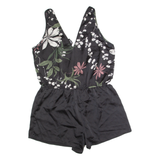 ETAM Womens Playsuit Black Floral Wide-Leg L
