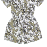 Womens Playsuit Green Floral Wide-Leg XS