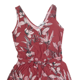 MANGO Belted Womens Playsuit Maroon Floral Wide-Leg M