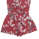 MANGO Belted Womens Playsuit Maroon Floral Wide-Leg M