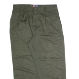CHAPS RALPH LAUREN Pleated Chino Mens Trousers Green Regular Straight W38 L27