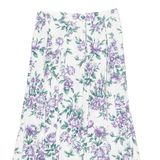 Womens Pleated Skirt White Long 90s Floral S