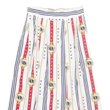 WITTS END Womens Pleated Skirt White Midi Striped M