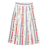 WITTS END Womens Pleated Skirt White Midi Striped M