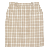 Womens Straight Skirt Beige Knee Length Wool 90s Check M