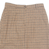 Womens Pleated Skirt Brown Knee Length 90s Houndstooth S