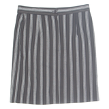 SAMIRA Womens Pencil Skirt Black Knee Length 90s Striped M