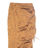 PRETTY LITTLE THING Ruched Womens Straight Skirt Brown Midi UK 8