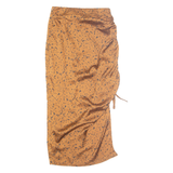 PRETTY LITTLE THING Ruched Womens Straight Skirt Brown Midi UK 8