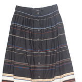Womens A-Line Skirt Black Long Striped M
