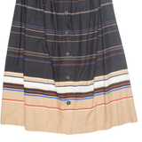 Womens A-Line Skirt Black Long Striped M