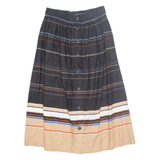Womens A-Line Skirt Black Long Striped M