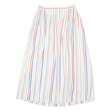EDDIE BAUER Womens A-Line Skirt White Long 90s Striped S