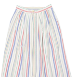 EDDIE BAUER Womens A-Line Skirt White Long 90s Striped S