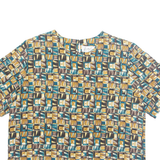 KATHY IKE Womens Printed Blouse Brown 90s Crazy Pattern L