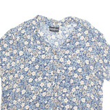 POSITIVE ATTITUDE Womens Printed Shirt Blue Off Shoulder 90s Floral L