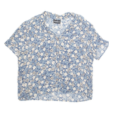 POSITIVE ATTITUDE Womens Printed Shirt Blue Off Shoulder 90s Floral L