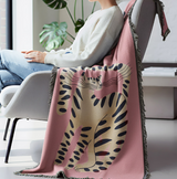 Anycozy Pink Cat Throw Blanket – Soft Tassel Sofa & Bed Cover