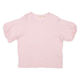 LEVI'S Womens Jumper Pink Tight Knit Short Sleeve XL