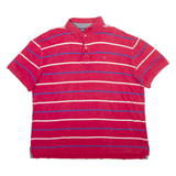 TOMMY HILFIGER Mens Polo Shirt Red Striped XL