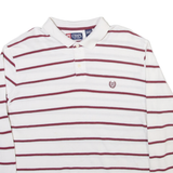 CHAPS Mens Polo Shirt White Striped Long Sleeve L