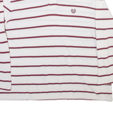 CHAPS Mens Polo Shirt White Striped Long Sleeve L