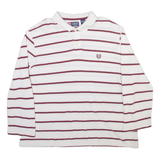 CHAPS Mens Polo Shirt White Striped Long Sleeve L