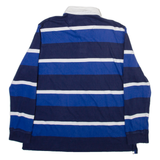 CHAPS Mens Polo Shirt Blue Striped Long Sleeve L