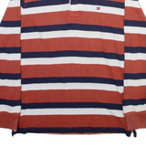 TOMMY HILFIGER Mens Polo Shirt Beige Striped Long Sleeve M