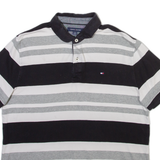 TOMMY HILFIGER Mens Polo Shirt Grey Striped M