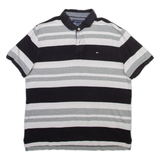 TOMMY HILFIGER Mens Polo Shirt Grey Striped M
