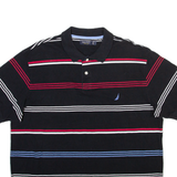 NAUTICA Mens Polo Shirt Black Striped XL