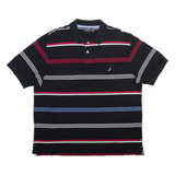 NAUTICA Mens Polo Shirt Black Striped XL