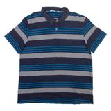 CALVIN KLEIN Mens Polo Shirt Blue Striped XL