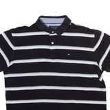 TOMMY HILFIGER Mens Polo Shirt Black Striped L