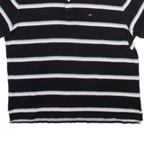 TOMMY HILFIGER Mens Polo Shirt Black Striped L