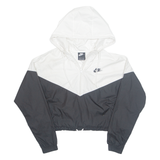 NIKE Cropped 1/2 zip Womens Windbreaker Jacket Black Hooded Colourblock L