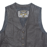 SPORTSWEAR TRAMPER Mens Biker Waistcoat Black Leather 90s XL