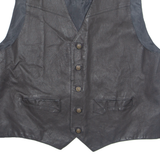 SPORTSWEAR TRAMPER Mens Biker Waistcoat Black Leather 90s XL
