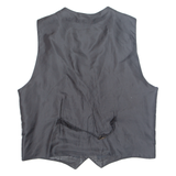 SPORTSWEAR TRAMPER Mens Biker Waistcoat Black Leather 90s XL