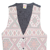 CLOCK HOUSE Womens Blazer Waistcoat Red 90s Crazy Pattern UK 12