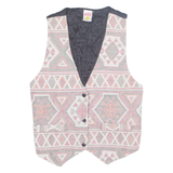 CLOCK HOUSE Womens Blazer Waistcoat Red 90s Crazy Pattern UK 12