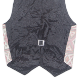 CLOCK HOUSE Womens Blazer Waistcoat Red 90s Crazy Pattern UK 12