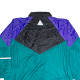 PLAY CREW Mens Shell Jacket Green Hooded Colourblock XL