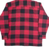 WORKER Quilted Lined Mens Lumberjack Jacket Red Hooded Check L